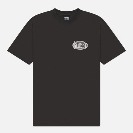 Мужская футболка Stussy Champion Oval Pigment Dyed, цвет чёрный