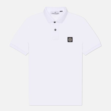 Мужское поло Stone Island Compass Patch Slim, цвет белый