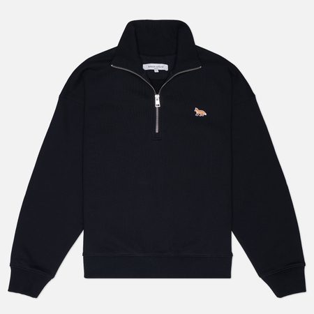 Женская толстовка Maison Kitsune Baby Fox Half Zipped, цвет чёрный