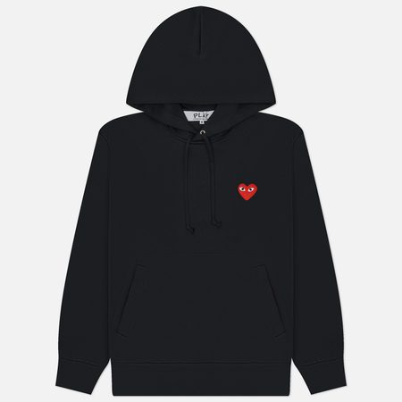 Мужская толстовка Comme des Garcons Play Red Heart Emblem Hoodie, цвет чёрный