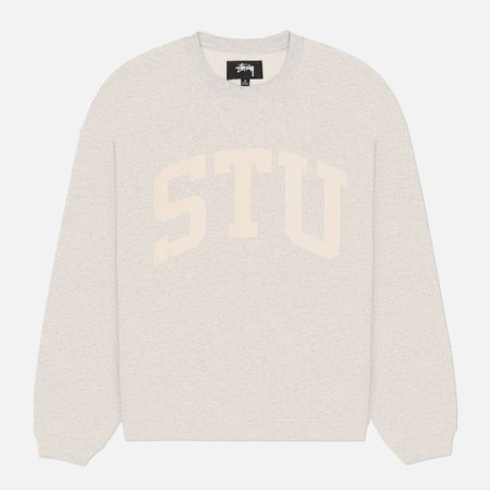 Мужская толстовка Stussy Stu Relaxed Crew, цвет серый