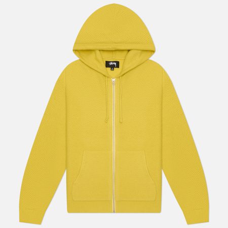 Мужской свитер Stussy Textured Zip Hooded, цвет жёлтый