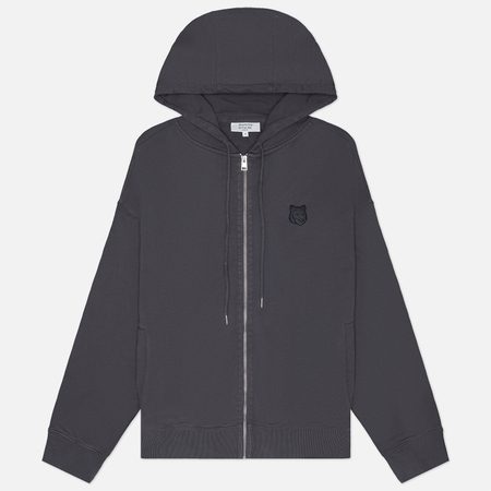 Мужская толстовка Maison Kitsune Fox Head Zipped Oversize Hoodie, цвет серый