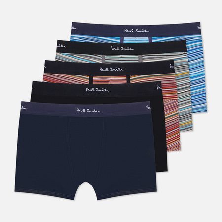 Комплект мужских трусов Paul Smith Organic Cotton Signature Stripe & Plain Boxer Briefs 5-Pack, цвет комбинированный
