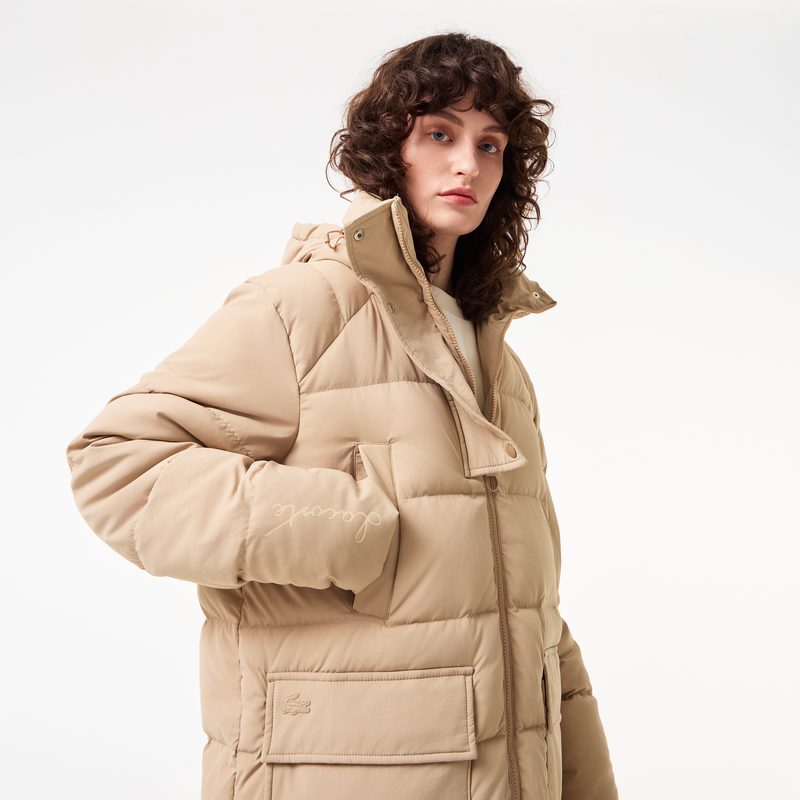 Женский длинный пуховик Lacoste с высоким воротом 3