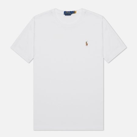 Мужская футболка Polo Ralph Lauren Custom Slim Fit Interlock, цвет белый