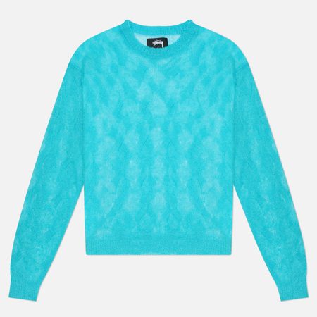 Мужской свитер Stussy Loose Knit Cross Cable, цвет голубой