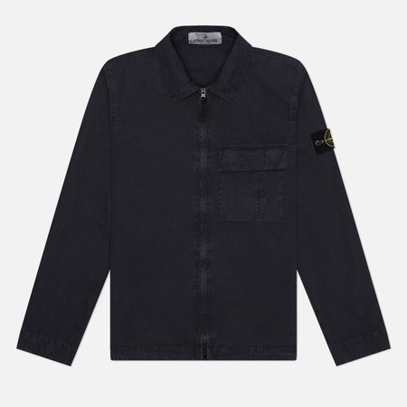 Мужская рубашка Stone Island Brushed Organic Cotton Canvas Old Effect Regular Overshirt, цвет синий