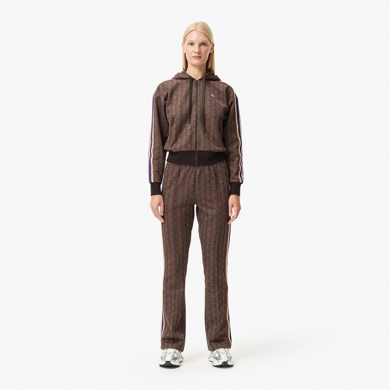 Женские расклешенные спортивные брюки Lacoste с монограммой 4