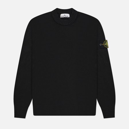 Мужской свитер Stone Island Winter Cotton Loose Crewneck, цвет чёрный