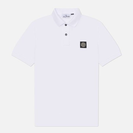 Мужское поло Stone Island Organic Cotton Pique Slim, цвет белый