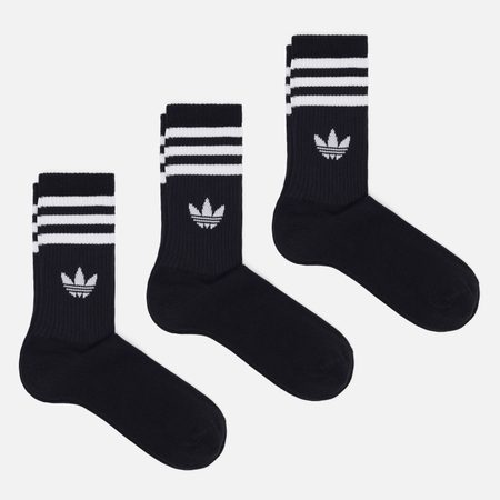 Комплект носков adidas Originals 3-Stripes Crew 3-Pack, цвет чёрный