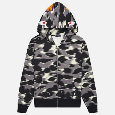 Мужская толстовка A Bathing Ape Screen Camo Shark Full Zip Hoodie, цвет чёрный