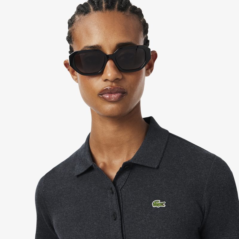 Женское хлопковое облегающее поло Lacoste L.12.D в рубчик 2
