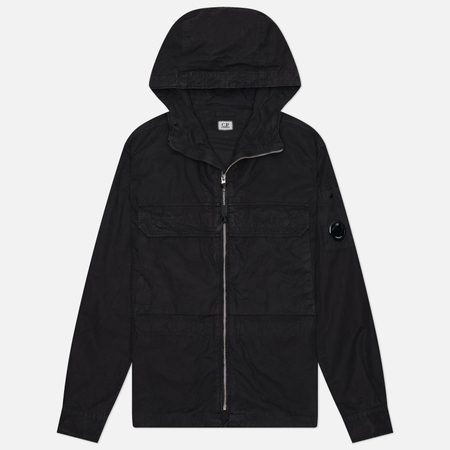 Мужская рубашка C.P. Company Micro-Reps Hooded Lens, цвет чёрный