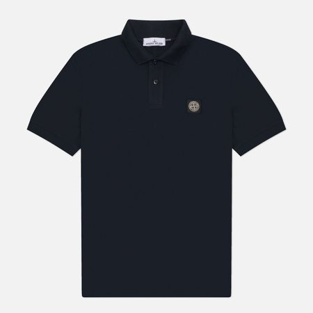 Мужское поло Stone Island Compass Patch Slim, цвет синий