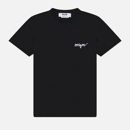 Женская футболка MSGM Italics Logo, цвет чёрный