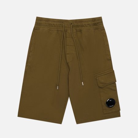 Мужские шорты C.P. Company Light Fleece Cargo Lens Detail, цвет оливковый