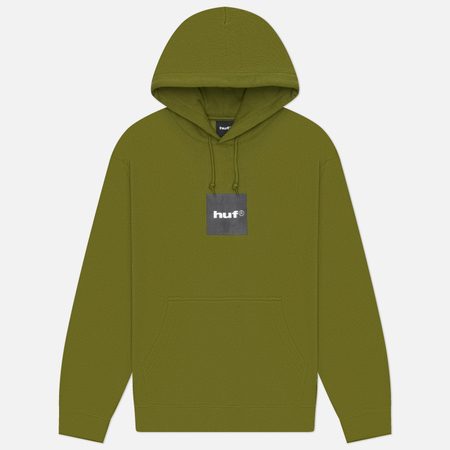 Мужская толстовка HUF Box Logo Pull Over Hoodie, цвет оливковый