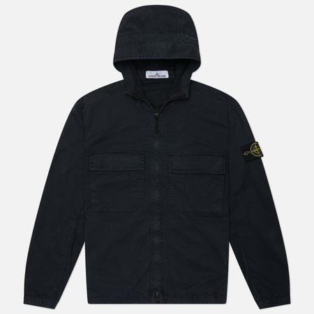 Мужская куртка ветровка Stone Island Stretch Organic Cotton Twill Hooded, цвет синий