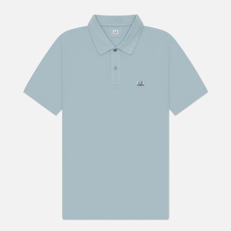 Мужское поло C.P. Company Stretch Piquet Ribbed Collar, цвет голубой
