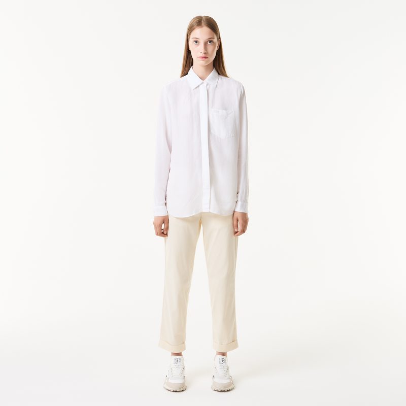 Женская лёгкая рубашка Lacoste из льна 5