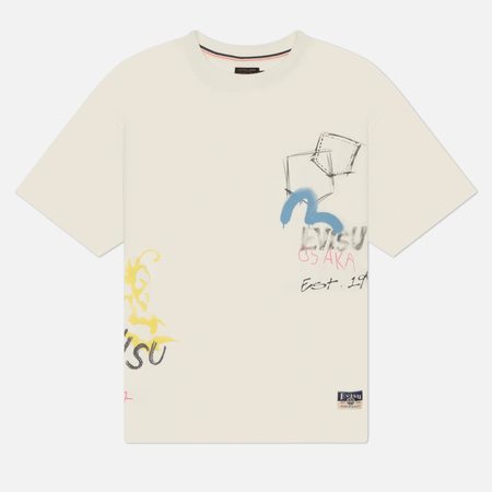 Мужская футболка Evisu Heritage Hand-Drawn Multi-Pocket & Daicock Print, цвет бежевый