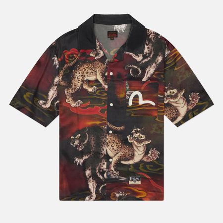 Мужская рубашка Evisu Heritage Leopard All Over Print, цвет чёрный