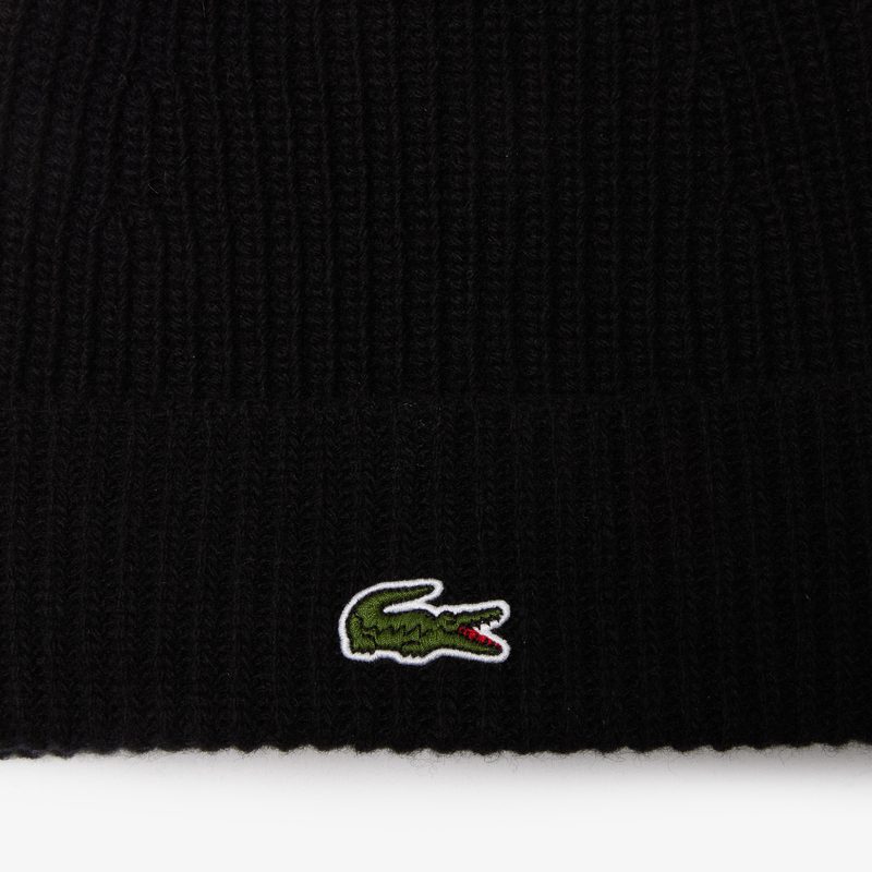 Вязаная шапка-бини Lacoste из шерсти 2