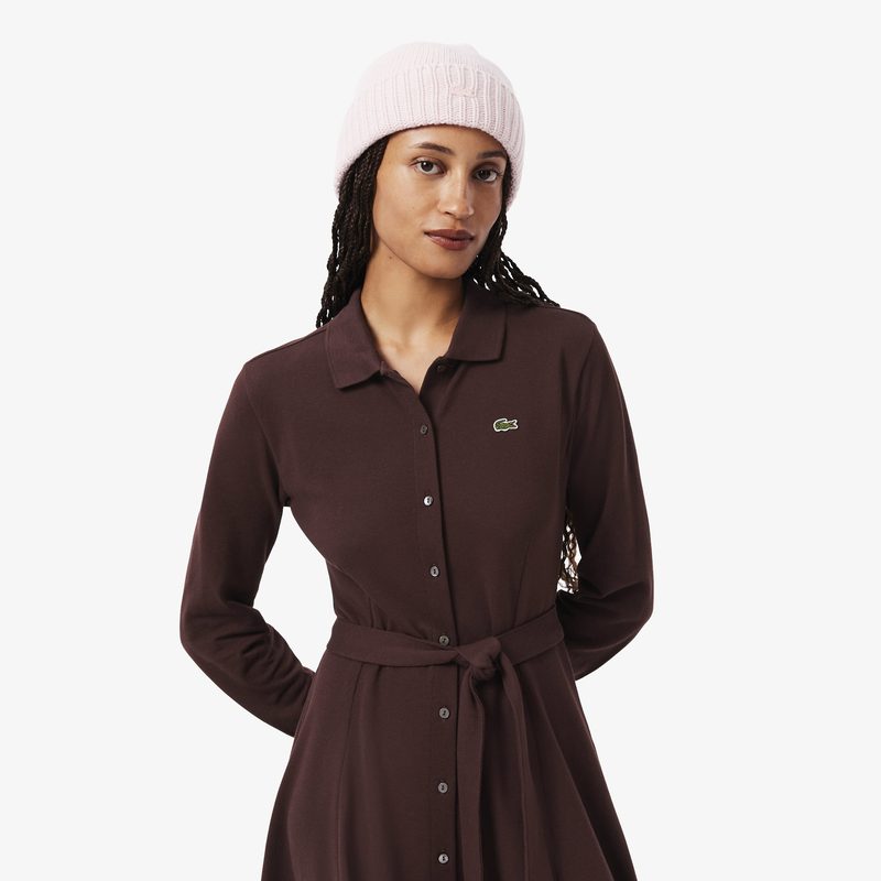 Длинное платье-поло Lacoste с длинным рукавом 3