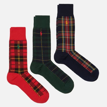 Комплект носков Polo Ralph Lauren Tartan Gift Box 3-Pack, цвет комбинированный