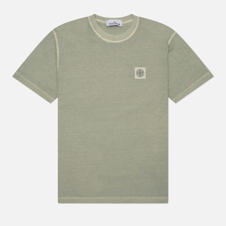 Мужская футболка Stone Island Organic Cotton Jersey Fissato Effect, цвет зелёный