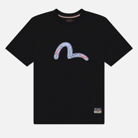 Мужская футболка Evisu Heritage Mixture Frabic Logo Applique, цвет чёрный