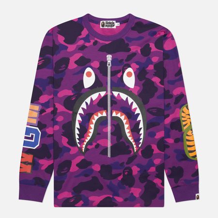 Мужской лонгслив A Bathing Ape Color Camo Shark, цвет фиолетовый