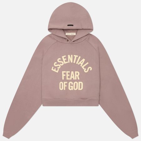 Женская толстовка Fear of God ESSENTIALS Campus 90's Cropped Raglan Hoodie, цвет розовый