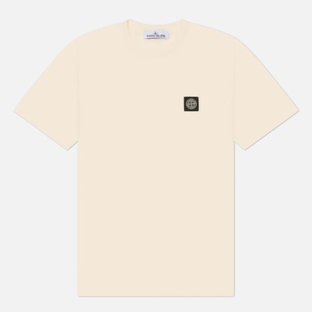 Мужская футболка Stone Island 60/2 Cotton Jersey Compass Patch, цвет бежевый