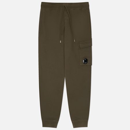 Мужские брюки C.P. Company Brushed And Emerized Diagonal Fleece Cargo Lens, цвет оливковый