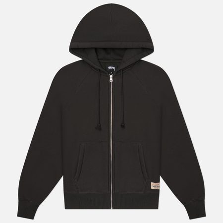 Мужская толстовка Stussy Relaxed Zip Hoodie, цвет чёрный