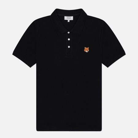 Мужское поло Maison Kitsune Fox Head Regular, цвет чёрный
