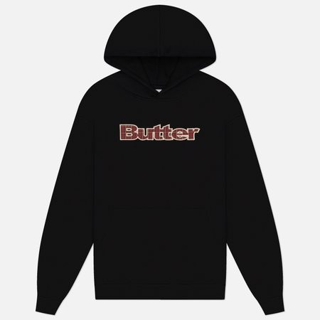 Мужская толстовка Butter Goods Plaid Logo Applique Pullover Hoodie, цвет чёрный
