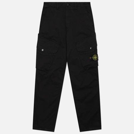 Мужские брюки Stone Island Stretch Organic Cotton Twill Cargo Loose, цвет чёрный
