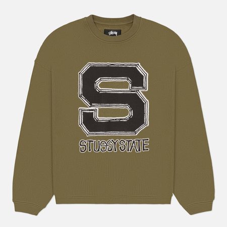 Мужская толстовка Stussy State Crew, цвет оливковый