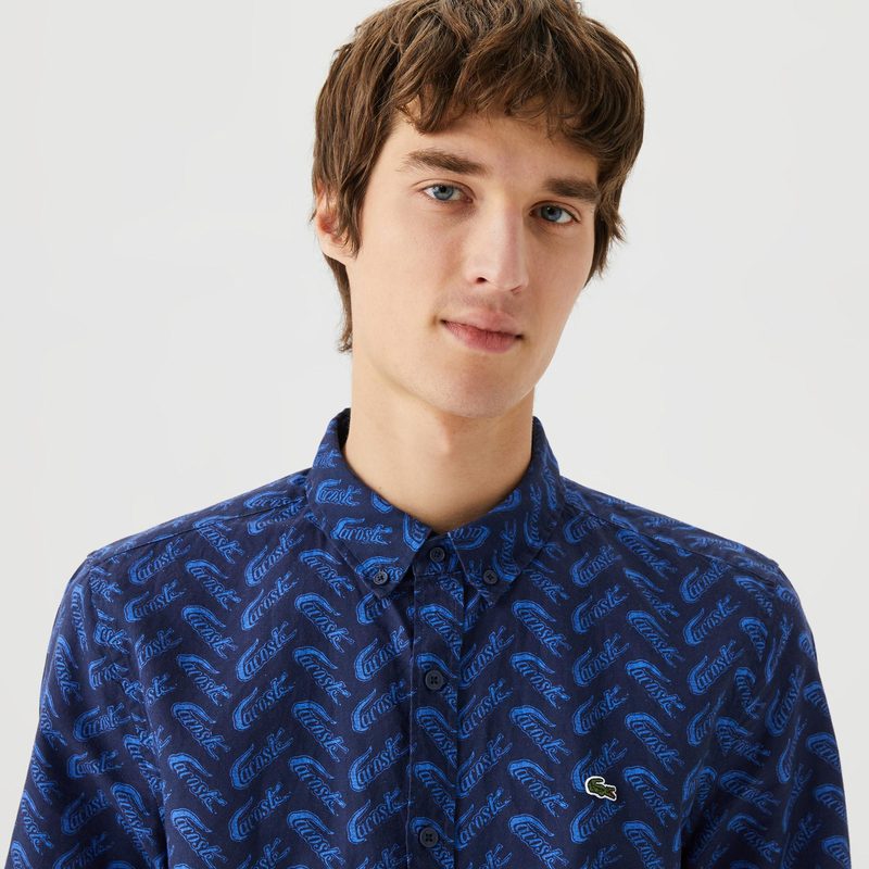 Мужская рубашка Lacoste стандартного кроя из смеси льна 4