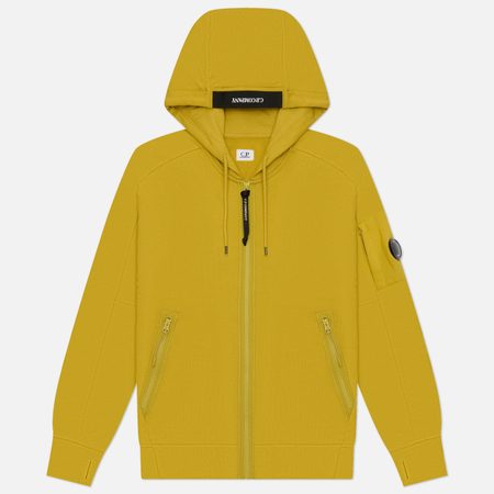 Мужская толстовка C.P. Company Dioganal Raised Fleece Lens Full-Zip Hoodie, цвет жёлтый