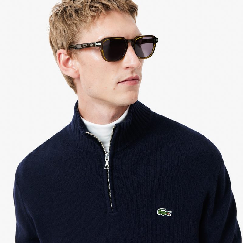 Мужской шерстяной свитер Lacoste на молнии с высоким воротом 3