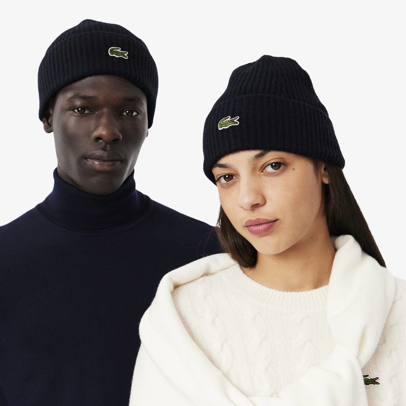 Вязаная шапка-бини Lacoste из шерсти 3