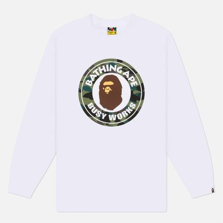 Мужской лонгслив A Bathing Ape 1st Camo Busy Works, цвет белый