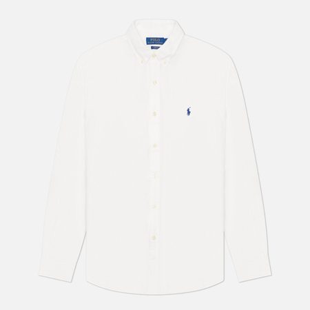 Мужская рубашка Polo Ralph Lauren Slim Fit Piece Dyed Linen, цвет белый