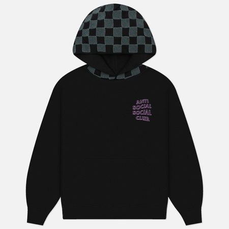 Мужская толстовка Anti Social Social Club Chenille Checkered Hoodie, цвет чёрный