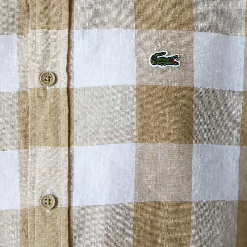 Мужская клетчатая рубашка Lacoste из смеси льна 5